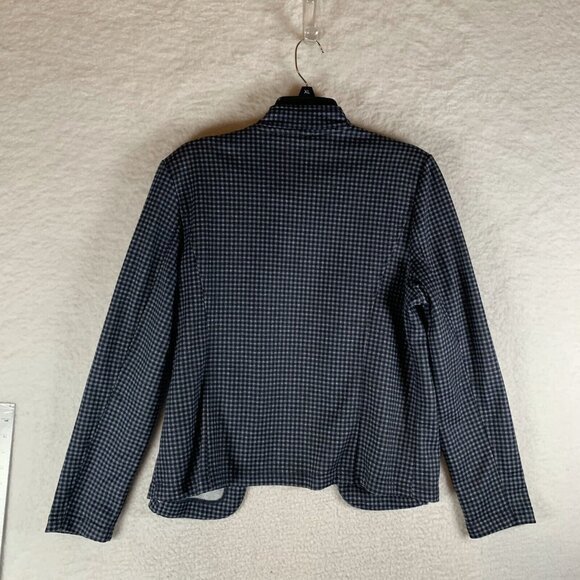 Tommy Hilfiger Band Jacket Women's Large Blue Gray Check Buttons Structured 9652 - Picture 1 of 9